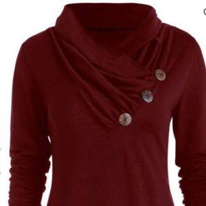 Cowl neck long sleeve top -- small